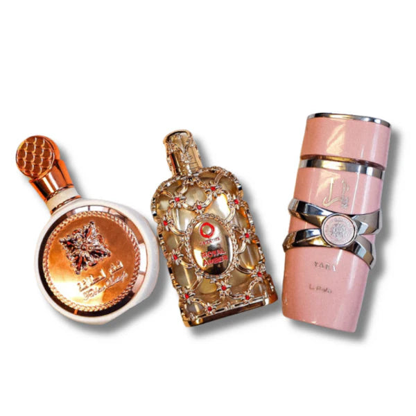 🔥 CONFEZIONE DA 3 PROFUMI ARABI – LATTAFA YARA + FAKHAR + ROYAL AMBER (100ML CIASCUNO) – ACQUISTA 1 E RICEVI 3 ORIGINALI 🔥