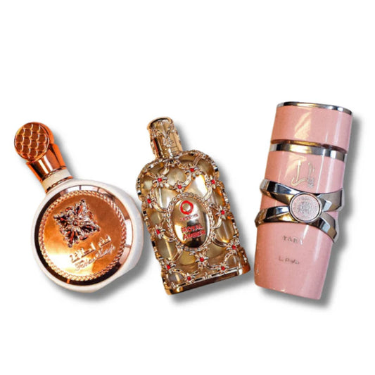 🔥 CONFEZIONE DA 3 PROFUMI ARABI – LATTAFA YARA + FAKHAR + ROYAL AMBER (100ML CIASCUNO) – ACQUISTA 1 E RICEVI 3 ORIGINALI 🔥