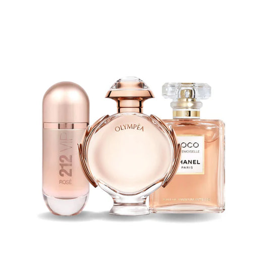 CONFEZIONE DA 3 PROFUMI: 212 VIP ROSÉ, OLYMPÉA, COCO MADEMOISELLE 100 ml