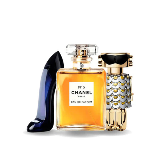 CONFEZIONE DA 3 PROFUMI: GOOD GIRL, CHANEL Nº5, FAME – 100ML