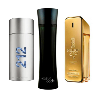CONFEZIONE DA 3 PROFUMI: 212 MEN NYC, PACO RABANNE ONE MILLION, ARMANI CODE HOMME 100 ml