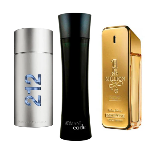 CONFEZIONE DA 3 PROFUMI: 212 MEN NYC, PACO RABANNE ONE MILLION, ARMANI CODE HOMME 100 ml