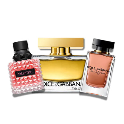 CONFEZIONE DA 3 PROFUMI: THE ONE DOLCE &amp; GABBANA, THE ONLY ONE DOLCE &amp; GABBANA, VALENTINO BORN IN ROMA DONNA – 100 ML